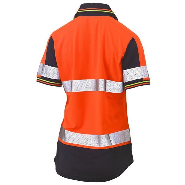 Bisley Womens Short Sleeve Taped Two Tone Hi Vis V-Neck Polo (BKL1225T) - Ace Workwear