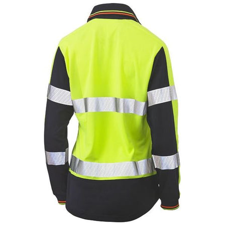 Bisley Womens Long Sleeve Taped Two Tone Hi Vis V-Neck Polo (BKL6225T) - Ace Workwear