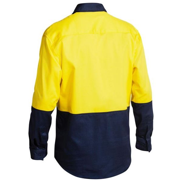 Bisley Two Tone Closed Front Hi Vis Drill Long Sleeve Shirt (BSC6267) - Ace Workwear