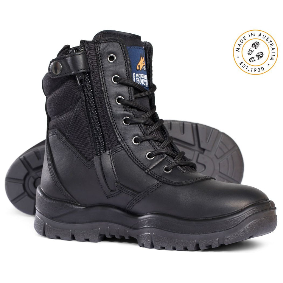 Mongrel 251020 Black High Leg Steel Cap Safety Zip Sided Boot (251020) Zip Sided Safety Boots Mongrel - Ace Workwear