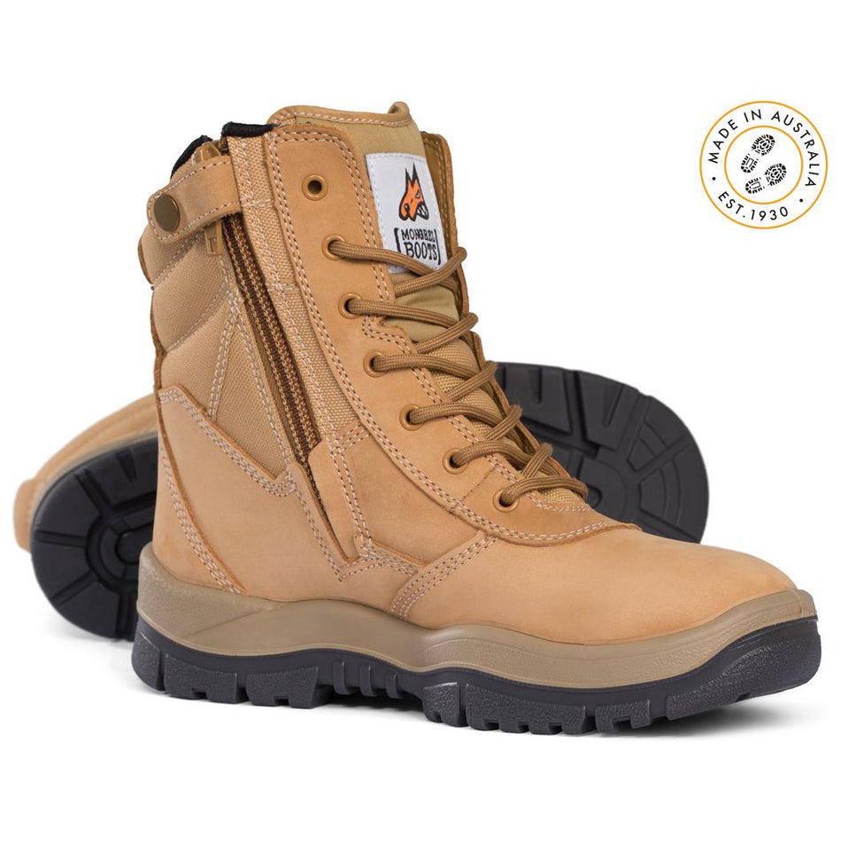 Mongrel 251050 Wheat High Leg Steel Cap Safety Zip Sided Boot (251050) Zip Sided Safety Boots Mongrel - Ace Workwear