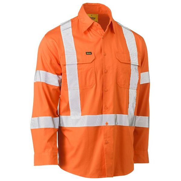 Bisley Taped X Back Cool Lightweight Hi Vis Drill Rail Shirt (BS6166XT) - Ace Workwear