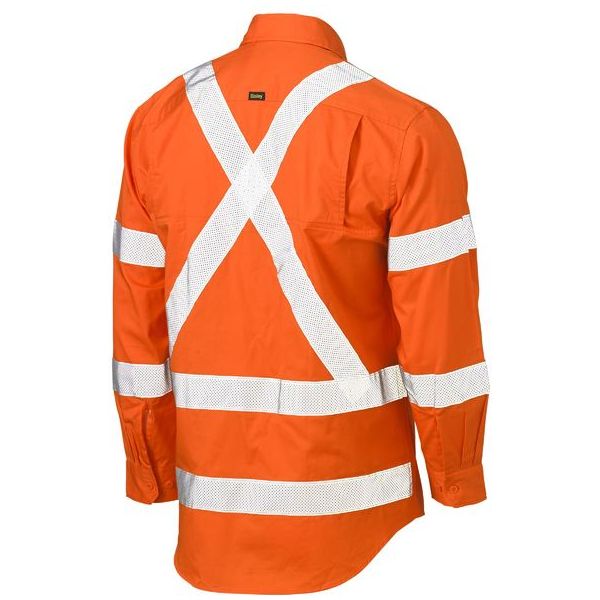 Bisley Taped X Back Cool Lightweight Hi Vis Drill Rail Shirt (BS6166XT) - Ace Workwear