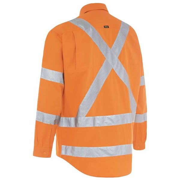 Bisley Taped X Back Cool Lightweight Hi Vis Drill Rail Shirt (BS6166XT) - Ace Workwear