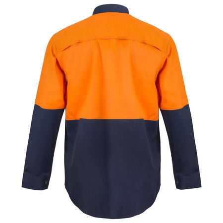 Workcraft Lightweight Hi Vis Long Sleeve Vented Cotton Drill Food Industry Shirt With Press Studs And Spare Pockets (WS3045) - Ace Workwear