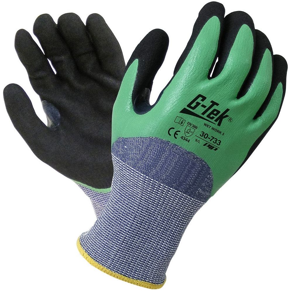 G-Tek Wet Work 3 Nitrile Coat PVC 3/4 Dipped Gloves - Carton of 36 (30-733) - Ace Workwear