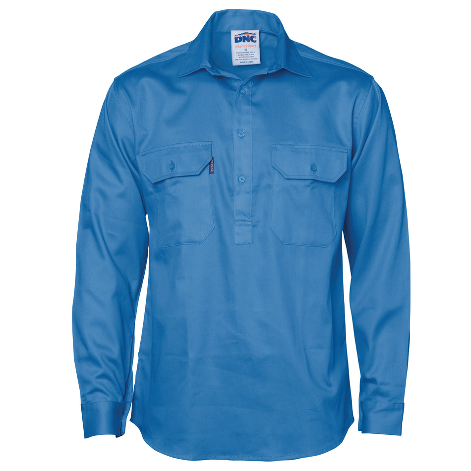 DNC Close Front Cotton Drill Shirt Long Sleeve (3204) Industrial Shirts DNC Workwear - Ace Workwear