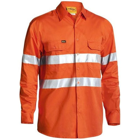 Bisley Cool Lightweight Gusset Cuff Hi Vis Long Sleeve Mens Shirt With Reflective Tape (BS6897) - Ace Workwear