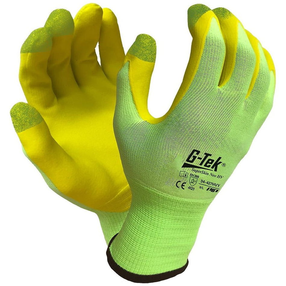 G-Tek Superskin Neo Hi Vis Contouring Tech Gloves (Carton of 144) (34-427HVY)