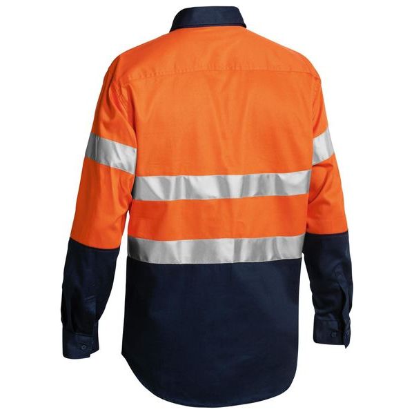 Bisley Two Tone Closed Front Hi Vis Long Sleeve Drill Shirt With Reflective Tape (BTC6456) - Ace Workwear