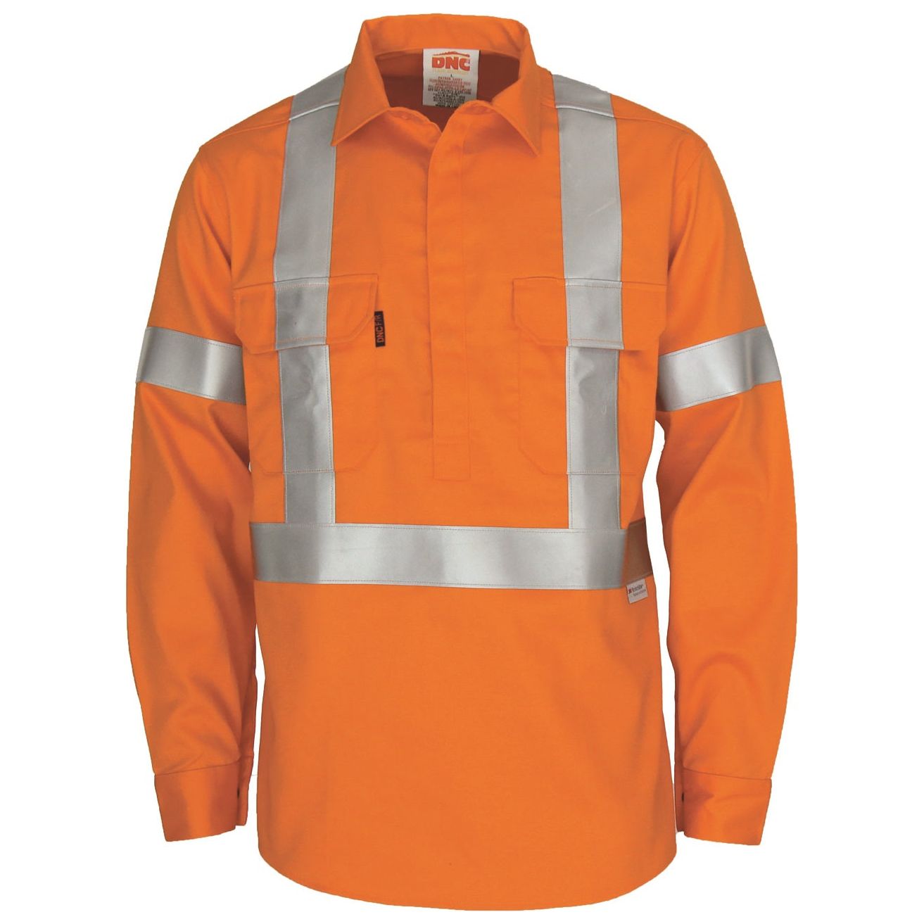 DNC Patron saint flame retardant arc rated closed front shirt with "X" back 3M F/R R/tape - L/S (3408) Flame Retardant Shirts DNC Workwear - Ace Workwear