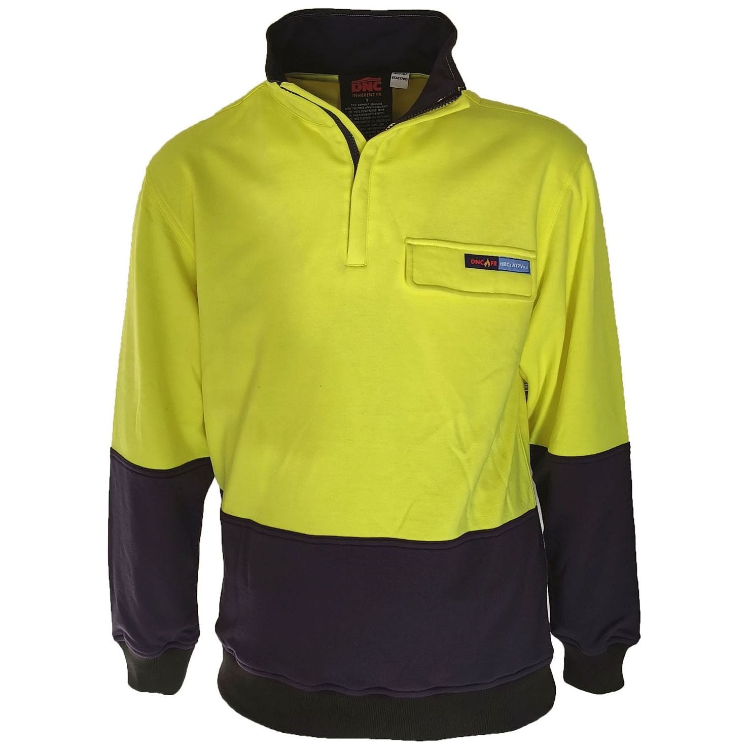 DNC HiVis 1/2 Zip FR & HRC2 Jumper (3423) Flame Retardant Jackets & Jumpers DNC Workwear - Ace Workwear