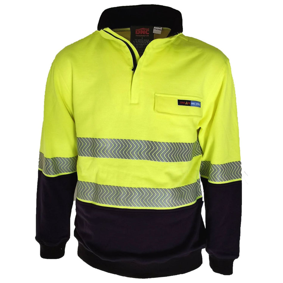 DNC HiVis 1/2 Zip FR HRC2 D/N Jumper (3424) Flame Retardant Jackets & Jumpers DNC Workwear - Ace Workwear