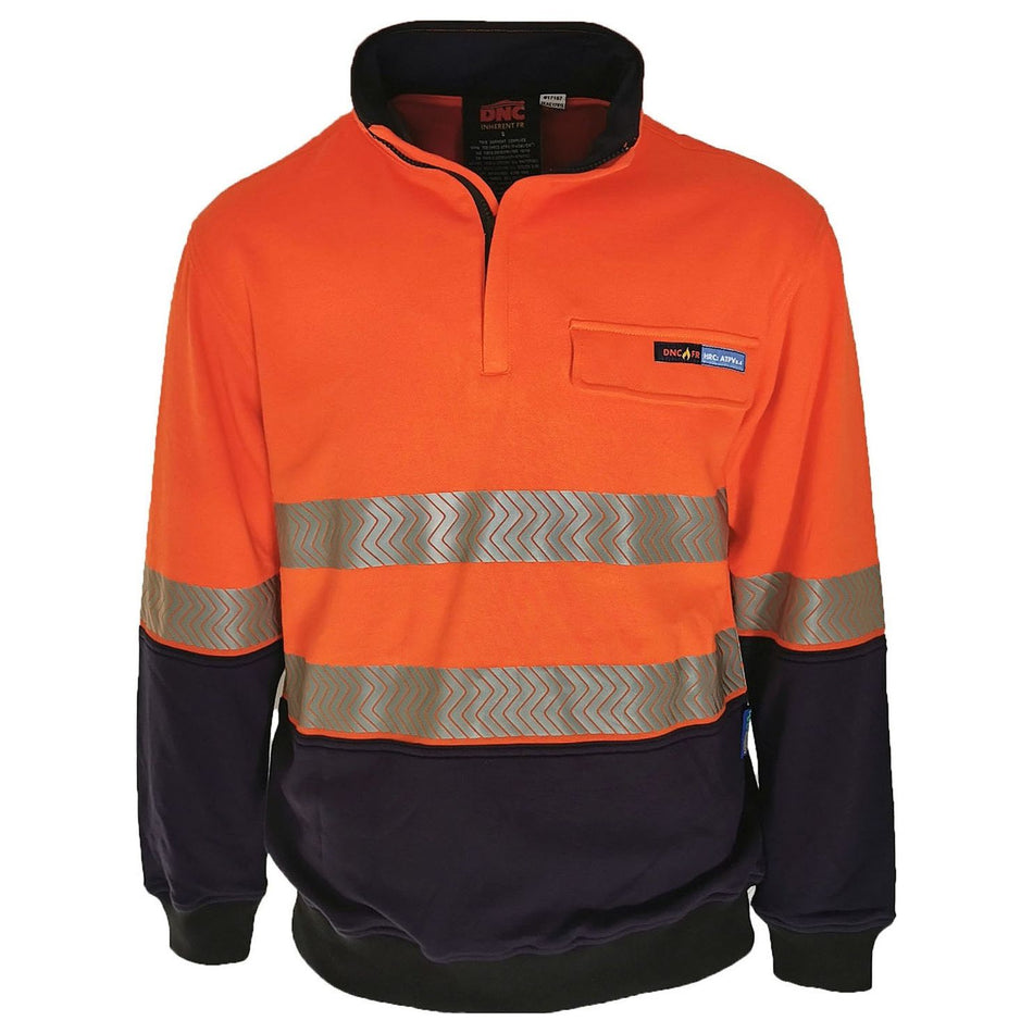 DNC HiVis 1/2 Zip FR HRC2 D/N Jumper (3424) Flame Retardant Jackets & Jumpers DNC Workwear - Ace Workwear