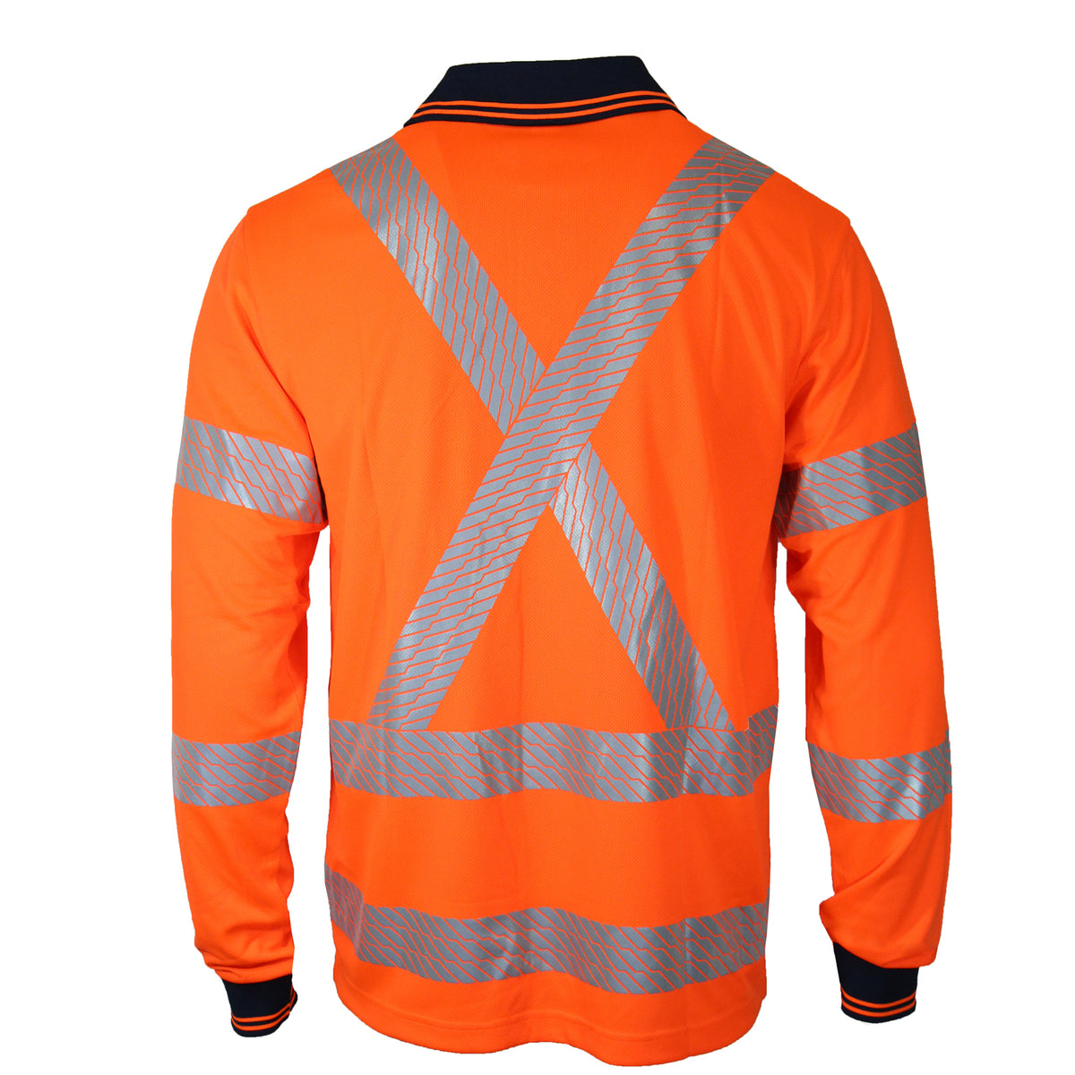 DNC Hi Vis Segmented Tape X Back Polo - Long Sleeve (3510) Hi Vis Polo With Tape DNC Workwear - Ace Workwear