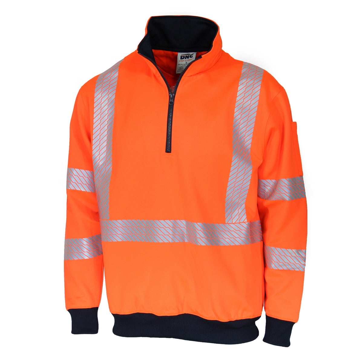 DNC Hi Vis Segmented Tape X Back 1/2 Zip Jumper (3533) Hi Vis Half Zip Jumpers DNC Workwear - Ace Workwear