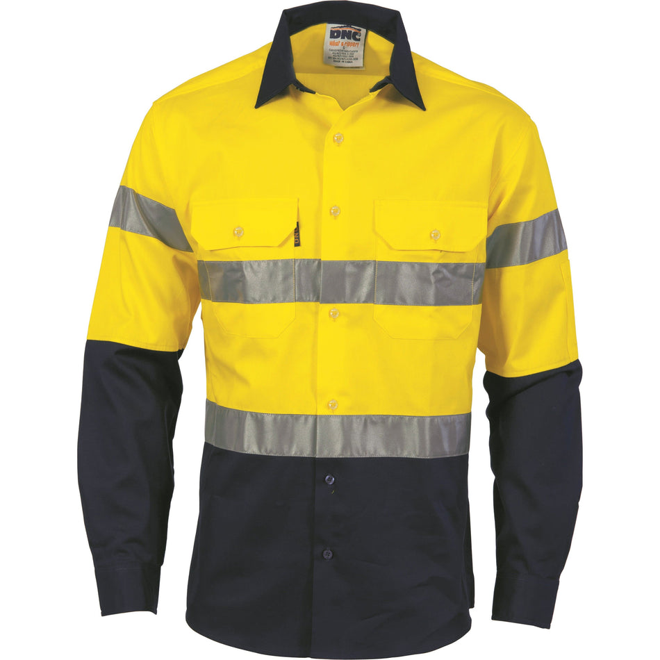 DNC Hi Vis 2 Tone Drill Shirt (3536) Hi Vis Shirts With Tape DNC Workwear - Ace Workwear