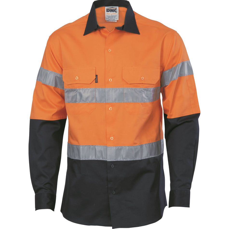 DNC Hi Vis 2 Tone Drill Shirt (3536) Hi Vis Shirts With Tape DNC Workwear - Ace Workwear