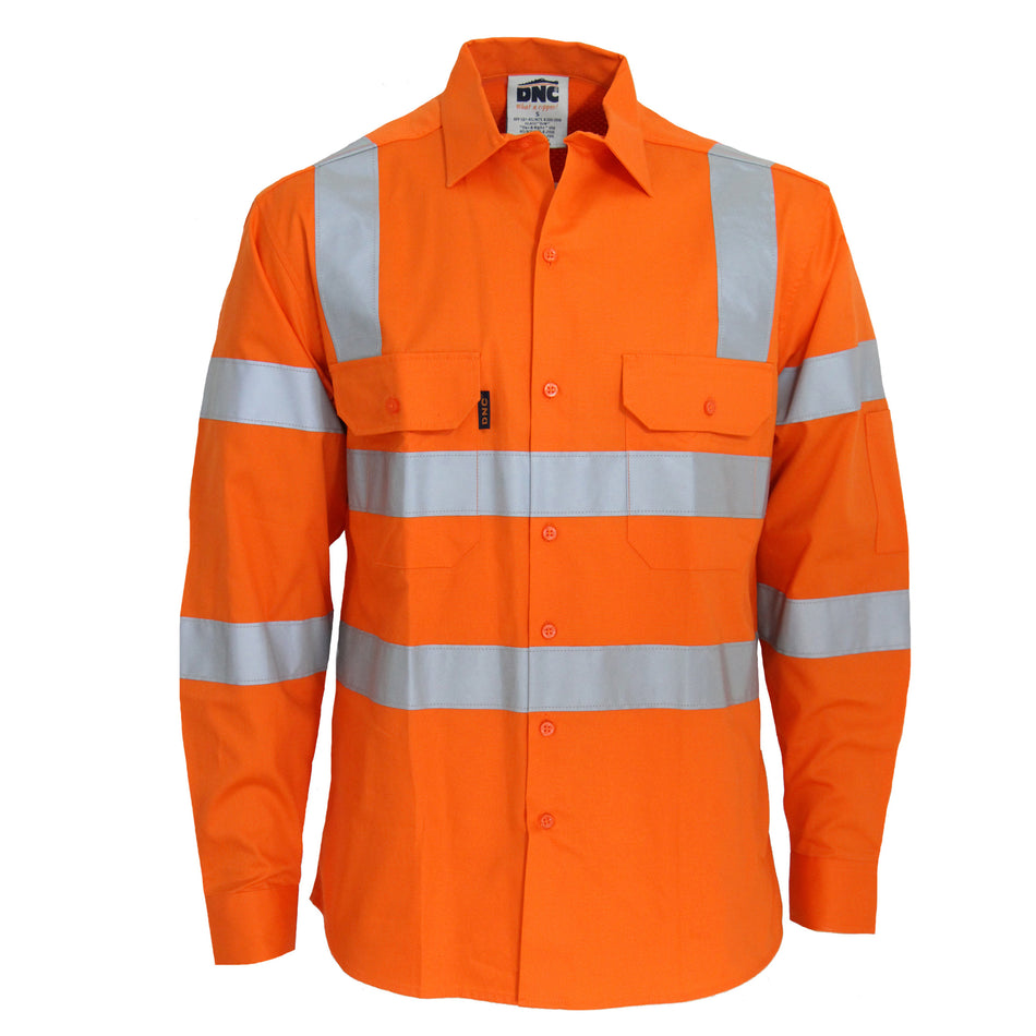 DNC Hi Vis 3 Way Cool-Breeze VIC Rail Shirt (3543) Hi Vis Shirts With Tape DNC Workwear - Ace Workwear