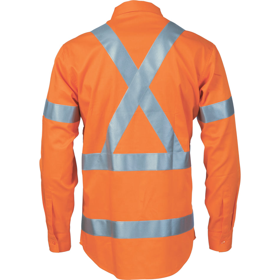 DNC Cotton Shirt X Back CSR T L/S (3546) Hi Vis Shirts With Tape DNC Workwear - Ace Workwear