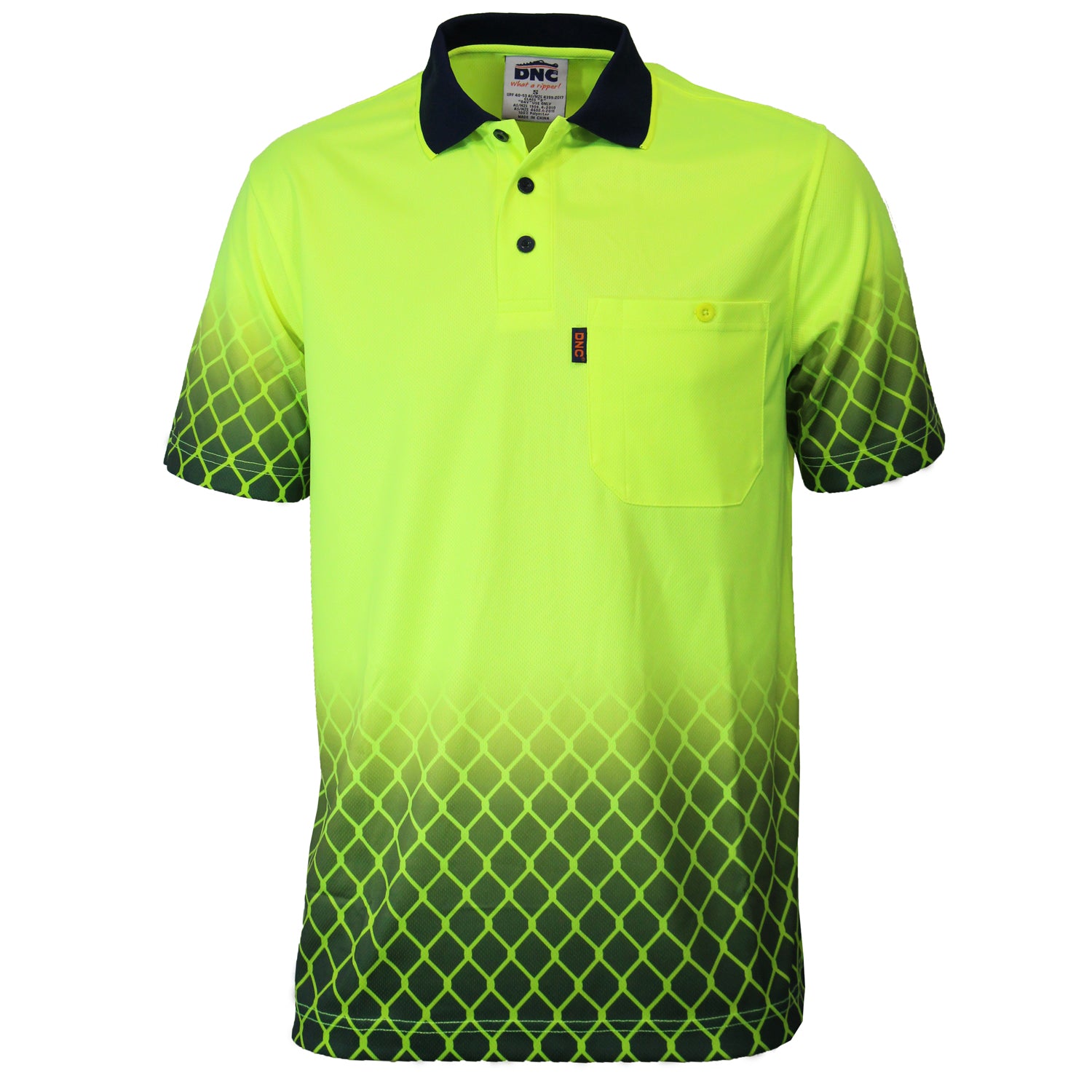 DNC Hi Vis Sublimated Metal Mesh Polo (3551) Hi Vis Polo With Designs DNC Workwear - Ace Workwear