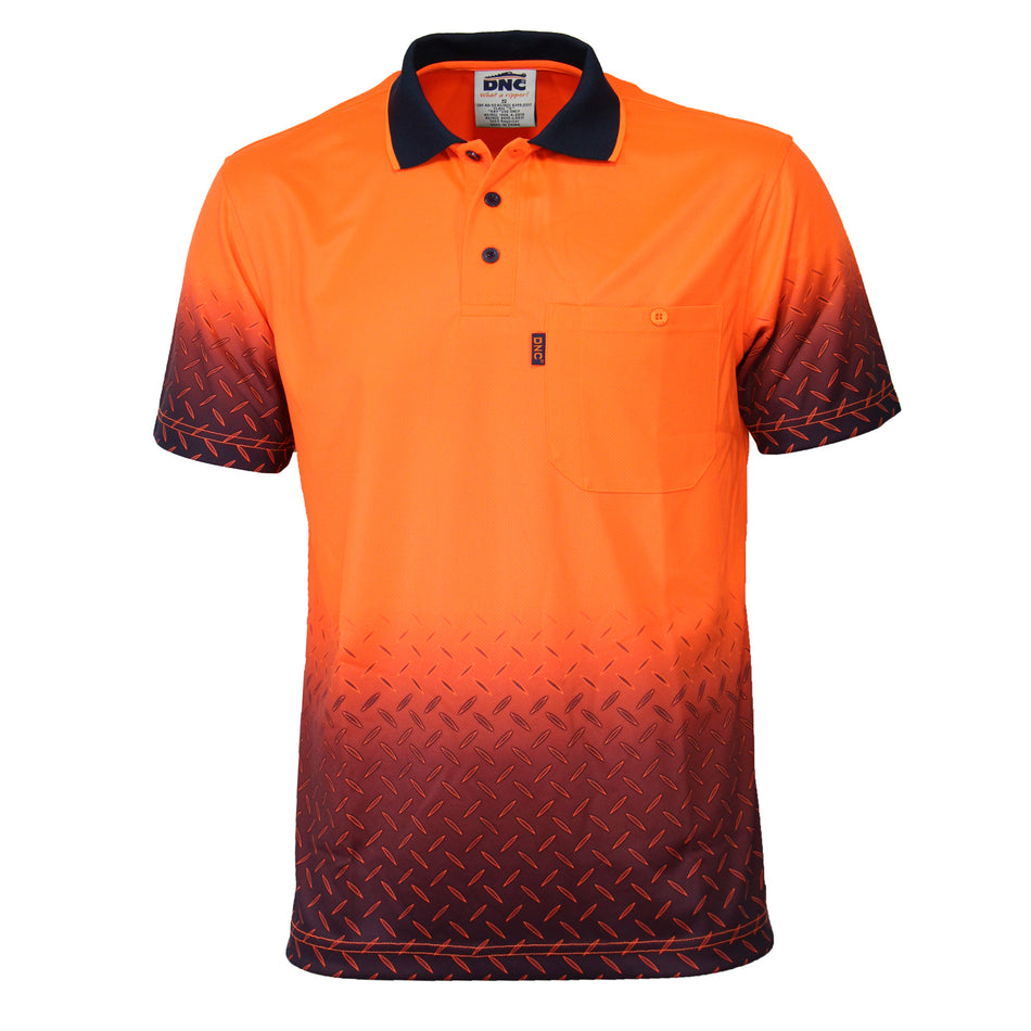 DNC Hi Vis Sublimated Diamond Plate Polo (3552) Hi Vis Polo With Designs DNC Workwear - Ace Workwear