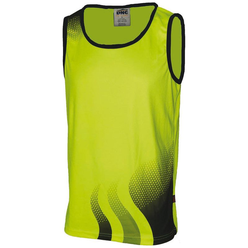 DNC Hi Vis Wave Sublimated Singlet (3561) Hi Vis Tees & Singlet DNC Workwear - Ace Workwear