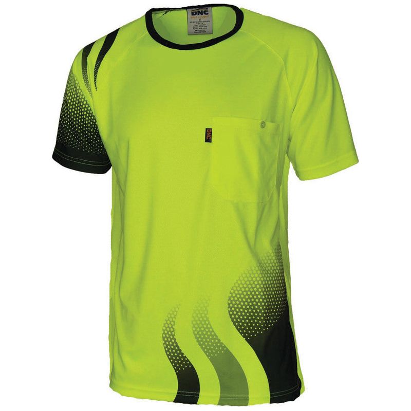 DNC Hi Vis Wave Sublimated T-shirt (3562) Hi Vis Tees & Singlet DNC Workwear - Ace Workwear