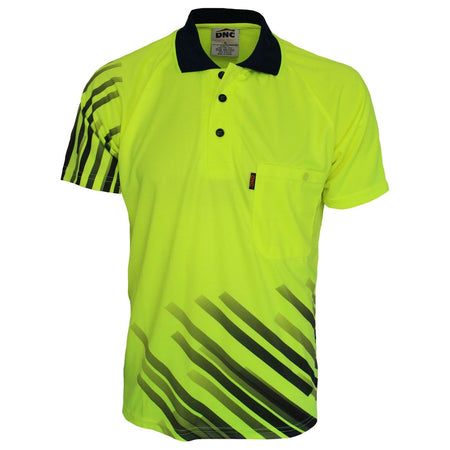 DNC Hi Vis Sublimated Stripe Polo (3565) Hi Vis Polo With Designs DNC Workwear - Ace Workwear