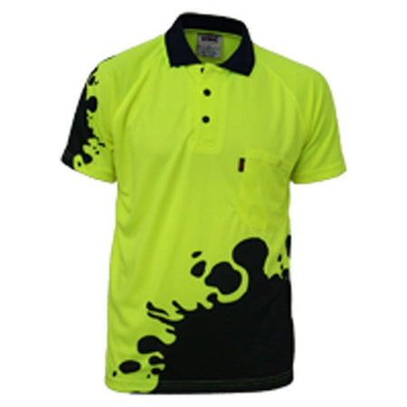 DNC Hi Vis Sublimated Blot Polo Short Sleeve (3567) Hi Vis Polo With Designs DNC Workwear - Ace Workwear