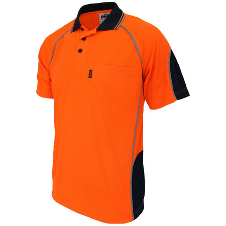 DNC Hi Vis Semicircle Piping Polo (3569) Hi Vis Polo With Designs DNC Workwear - Ace Workwear