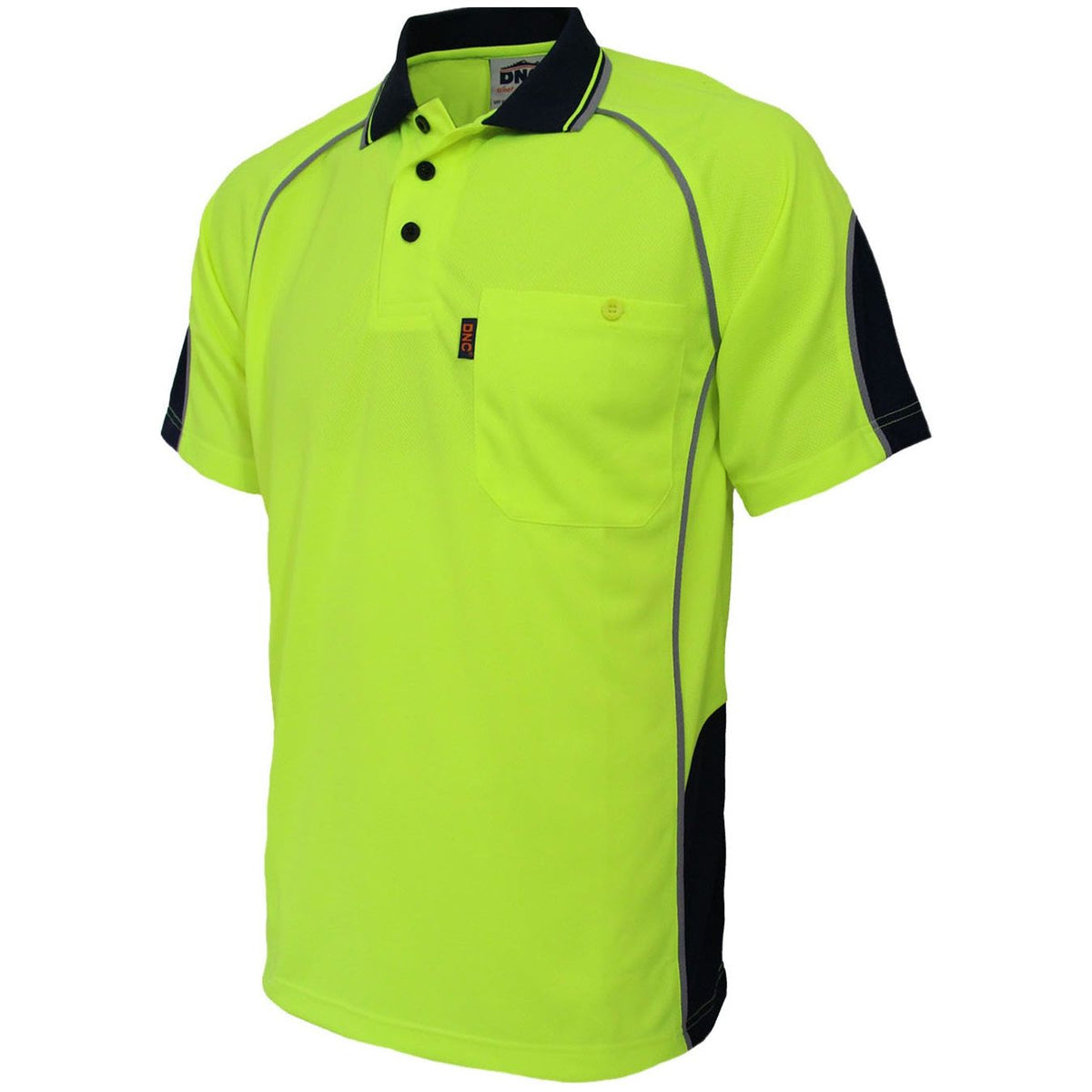 DNC Hi Vis Semicircle Piping Polo (3569) Hi Vis Polo With Designs DNC Workwear - Ace Workwear