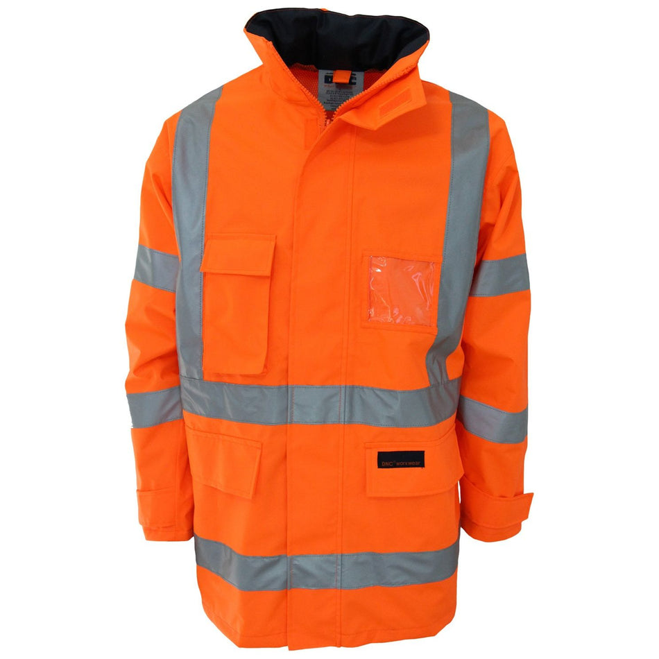 DNC HiVis Breathable Rain Jacket Biomotion tape (3571) Hi Vis Cold & Wet Wear Jackets & Pants DNC Workwear - Ace Workwear