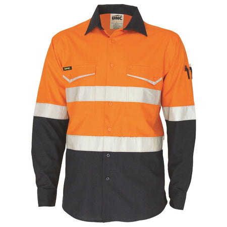 DNC Two-Tone RipStop Cotton Cool Shirt with Reflective CSR Tape L/S (3588) Hi Vis Shirts With Tape DNC Workwear - Ace Workwear