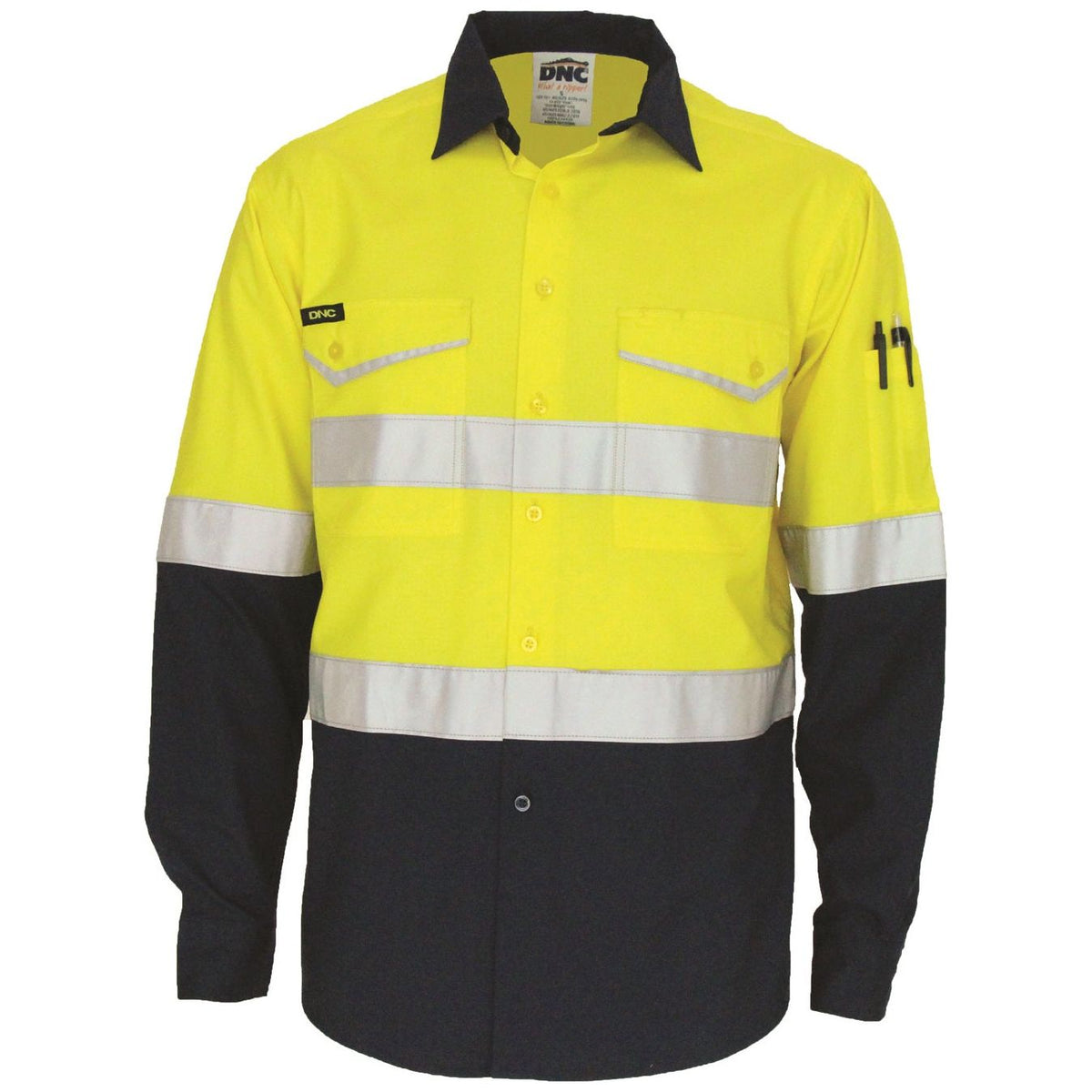 DNC Two-Tone RipStop Cotton Cool Shirt with Reflective CSR Tape L/S (3588) Hi Vis Shirts With Tape DNC Workwear - Ace Workwear