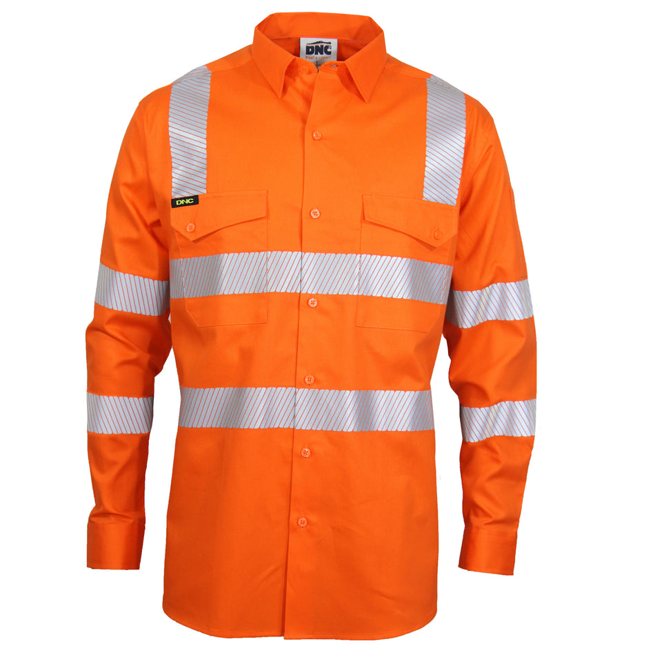 DNC Hi Vis Segment Taped Coolight VIC Rail Shirt (3643) Hi Vis Shirts With Tape DNC Workwear - Ace Workwear