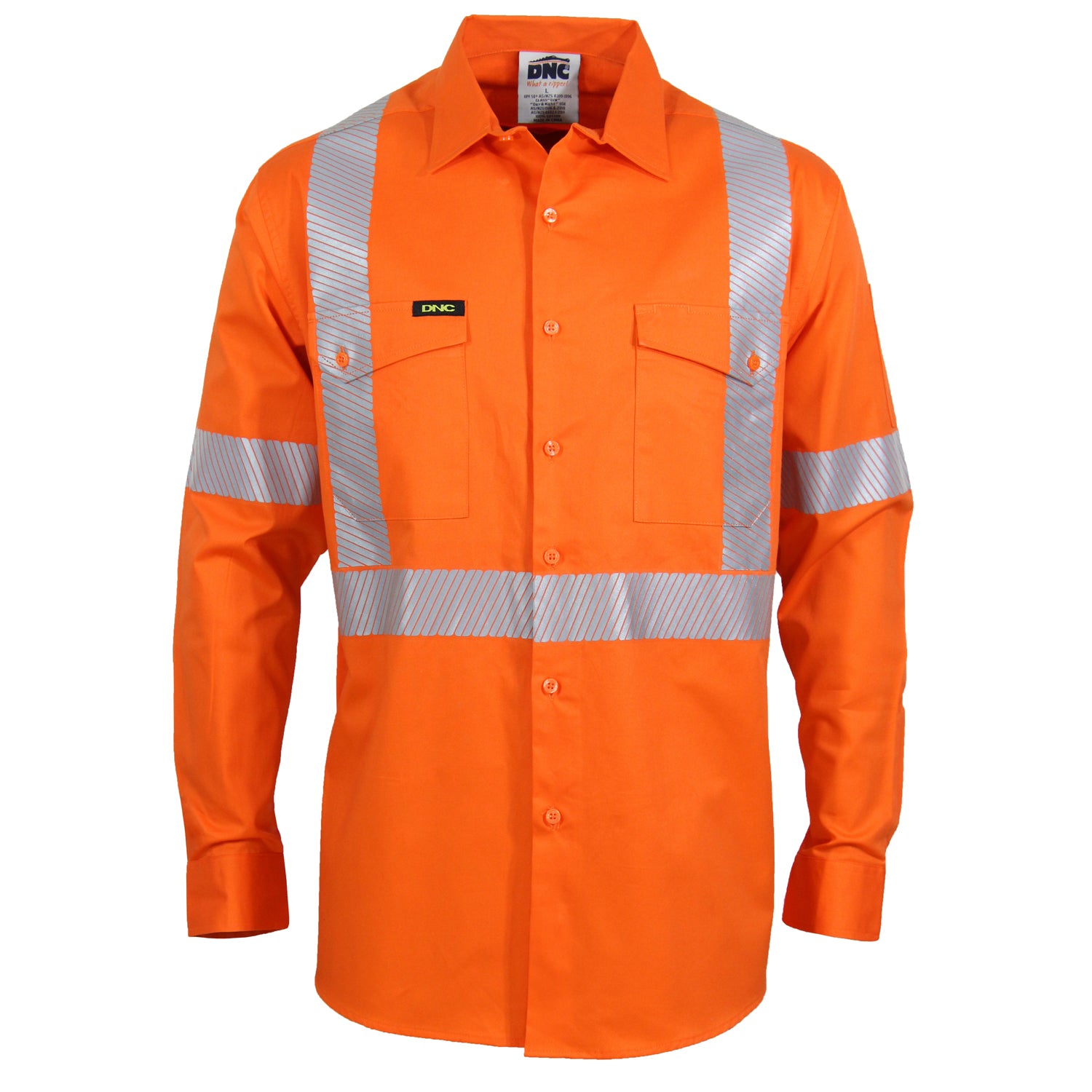 DNC Hi Vis Segment Taped Coolight "X" Back Shirt (3646) Hi Vis Shirts With Tape DNC Workwear - Ace Workwear