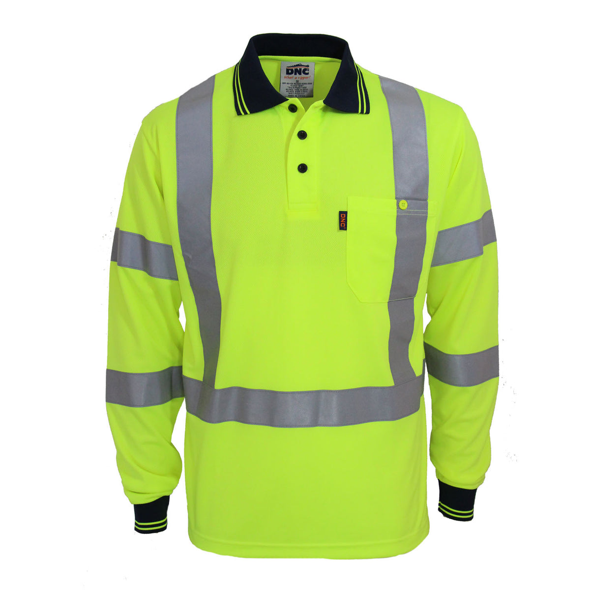 DNC Hi Vis "X' Back & Biomotion Taped Polo (3710) Hi Vis Polo With Tape DNC Workwear - Ace Workwear