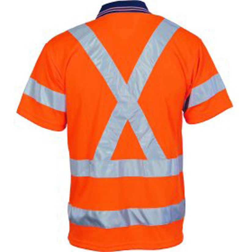 DNC Hi Vis Day/Night Cool Breathe Polo Shirt with Cross Back R/Tape Short Sleeve (3712) Hi Vis Polo With Tape DNC Workwear - Ace Workwear