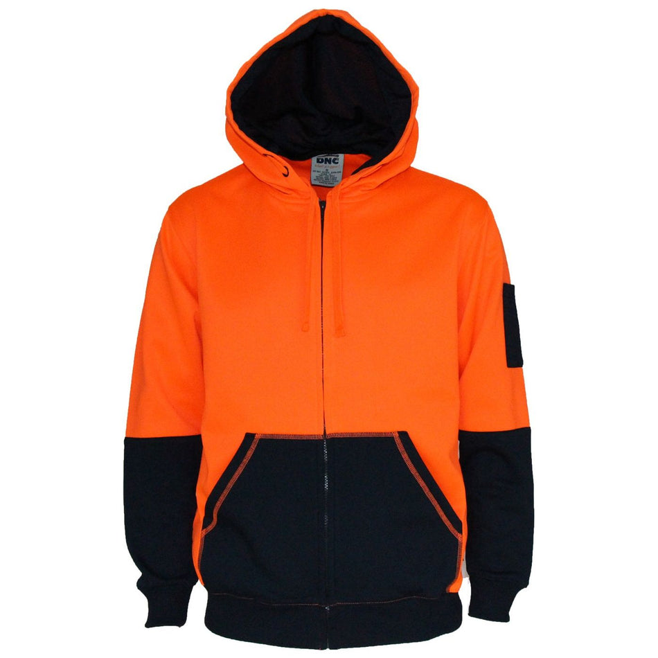 DNC Hivis Two Tone Full Zip Super Fleecy Hoodie (3722) Hi Vis Hoodies DNC Workwear - Ace Workwear