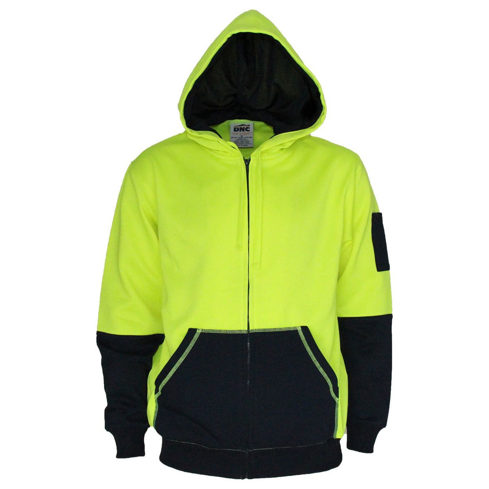 DNC Hivis Two Tone Full Zip Super Fleecy Hoodie (3722) Hi Vis Hoodies DNC Workwear - Ace Workwear