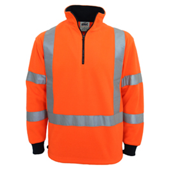 DNC Hi Vis "X" Back & Biomotion Taped Polar Fleece NSW Rail Complaint (3730) Hi Vis Half Zip Jumpers DNC Workwear - Ace Workwear