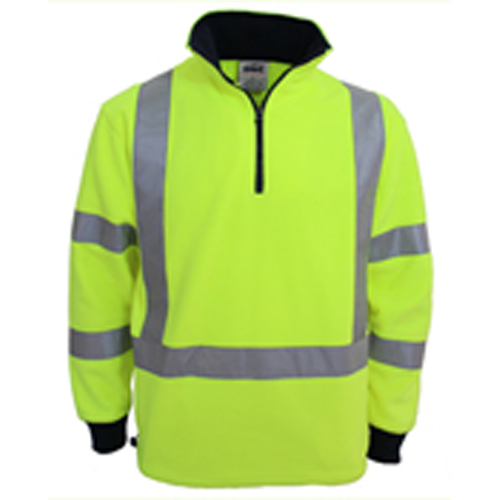 DNC Hi Vis "X" Back & Biomotion Taped Polar Fleece NSW Rail Complaint (3730) Hi Vis Half Zip Jumpers DNC Workwear - Ace Workwear