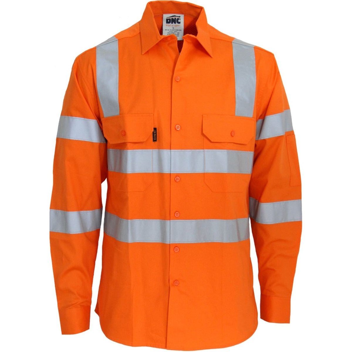 DNC Hi Vis L/W CSR R/Tape VIC Rail Shirt- Long Sleeve (3741) Hi Vis Shirts With Tape DNC Workwear - Ace Workwear