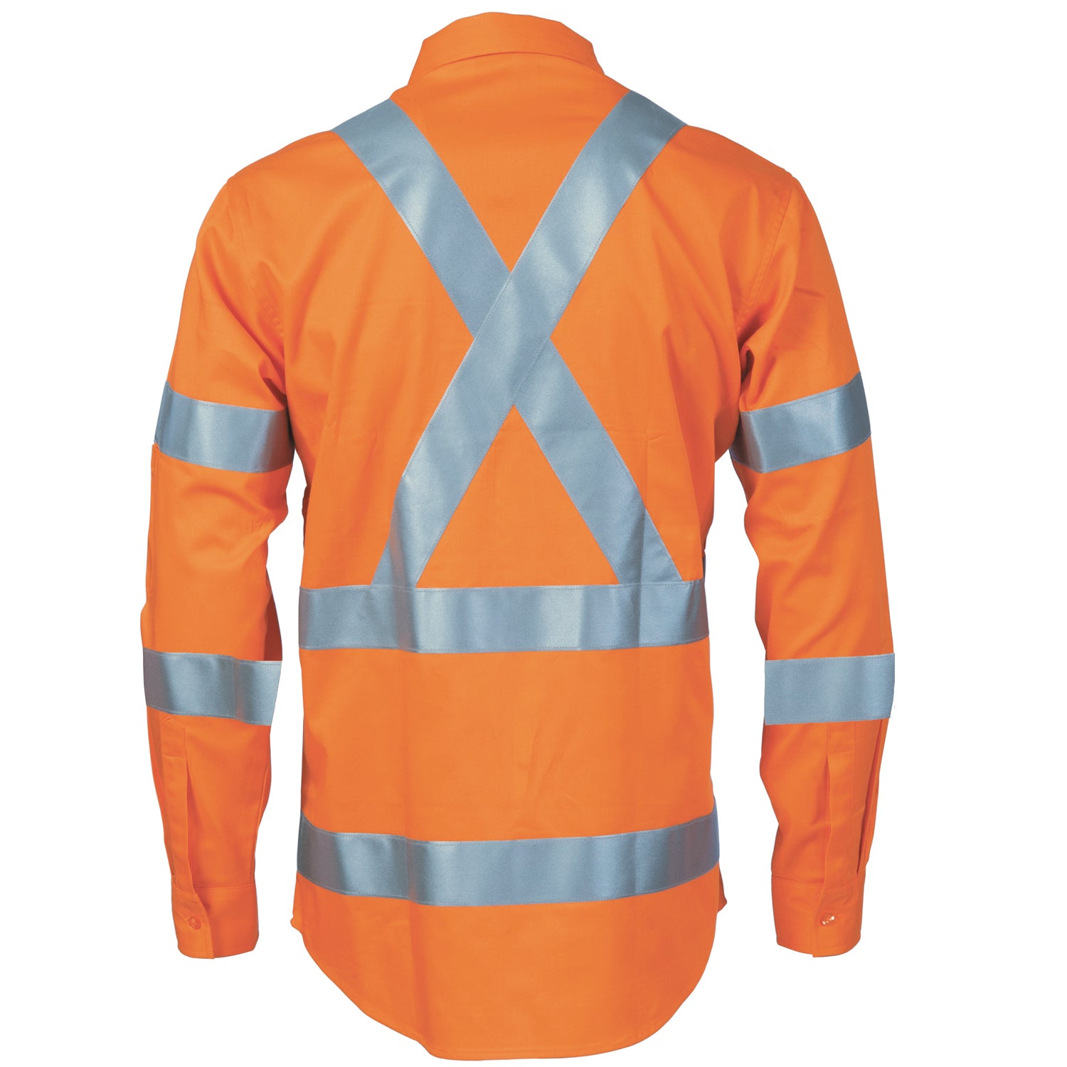 DNC Hi Vis L/W Bio-motion Shoulder Stripe & "X" Back Shirt (3744) Hi Vis Shirts With Tape DNC Workwear - Ace Workwear