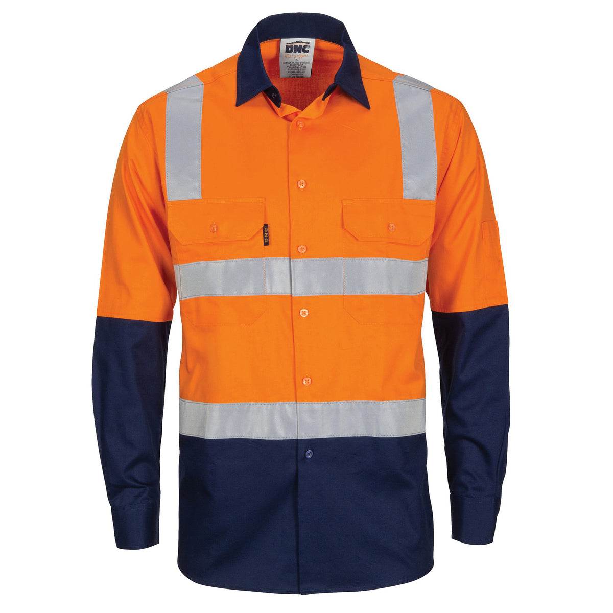 DNC Hi Vis Two Tone Cool-Breeze Cotton Shirt with Hoop & Shoulder CSR Reflective Tape (3747) Hi Vis Shirts With Tape DNC Workwear - Ace Workwear