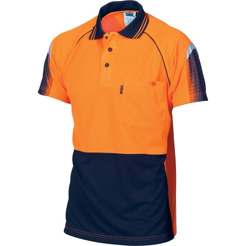 DNC Hi Vis Cool Breathe Sublimated Piping Polo Short Sleeve (3751) Hi Vis Polo With Designs DNC Workwear - Ace Workwear