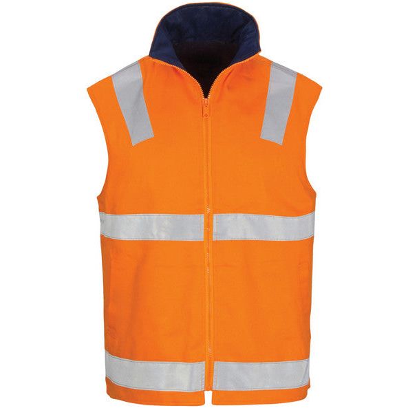 DNC Hi Vis Cotton Drill Reversible Vest with Generic Reflective Tape (3765) Hi Vis Winter Vest DNC Workwear - Ace Workwear