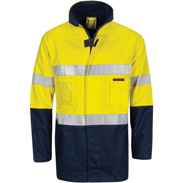 DNC Hi Vis Cotton Drill "2 in 1" Jacket with Generic Reflective Tape (3767) Hi Vis Cotton & Bluey Jackets DNC Workwear - Ace Workwear