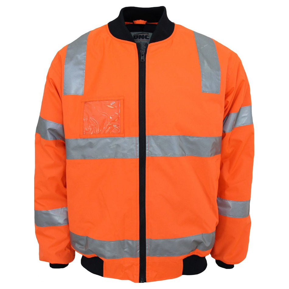 DNC HiVis "Hoop" Pattern Flying Jacket Biomotion Tape (3769) Hi Vis Cold & Wet Wear Jackets & Pants DNC Workwear - Ace Workwear